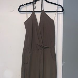 Green halter top jumpsuit